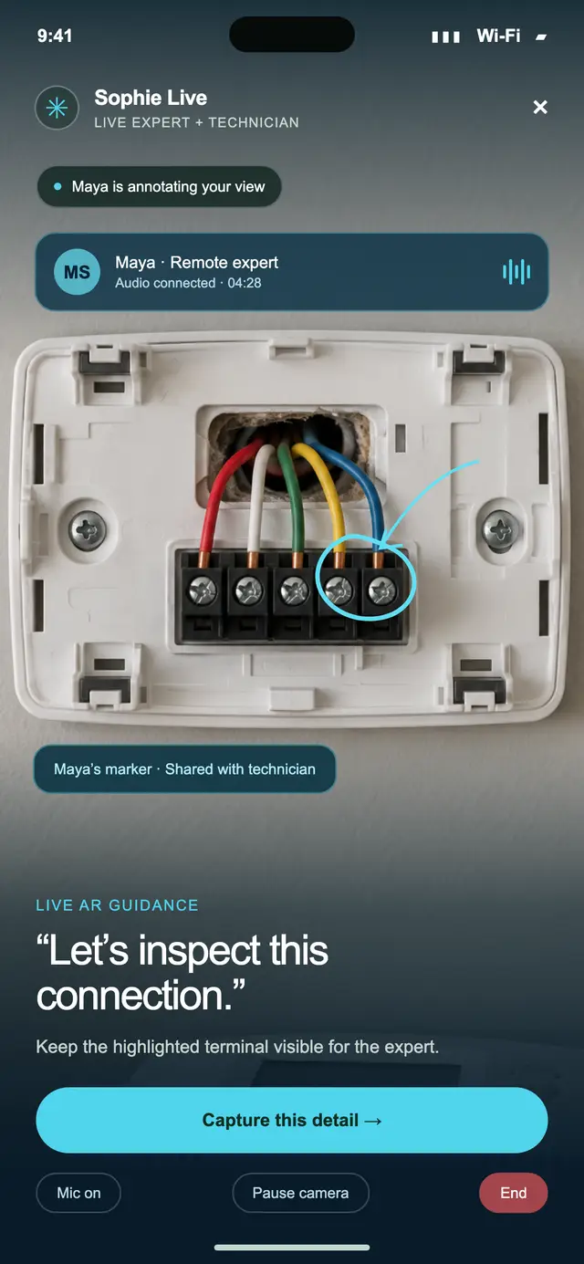 Illustrative annotated thermostat view