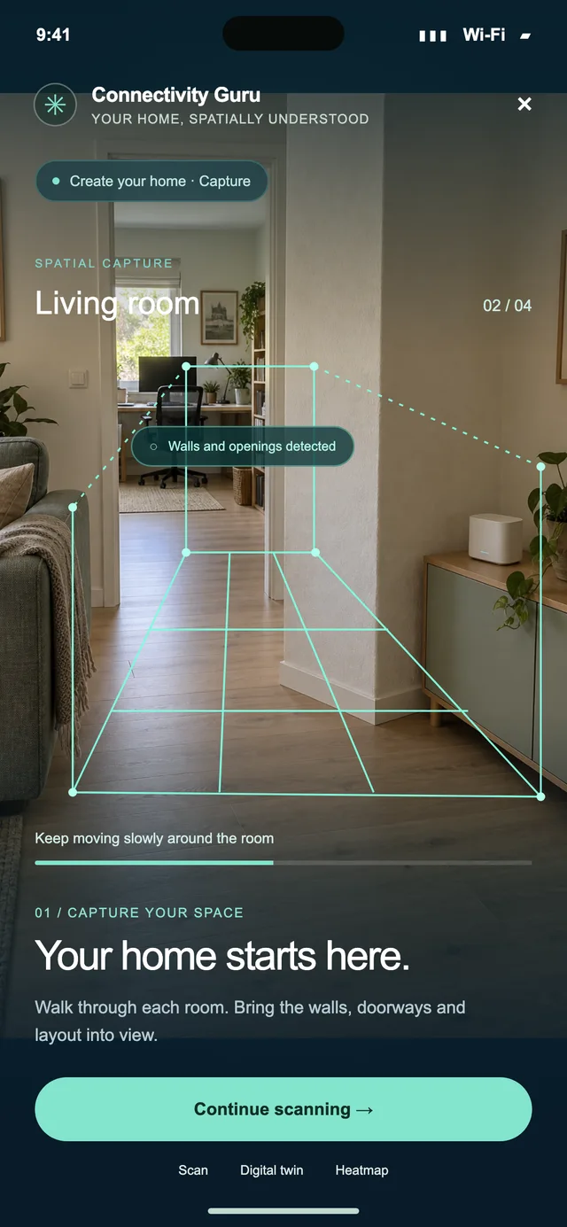 Enlarged detail of opt-in room capture Illustrative product UI.
