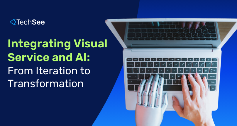 Visual service and AI shown with robot and human hands.